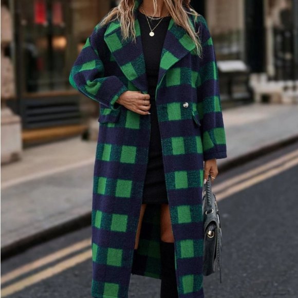 Blue green deals plaid coat